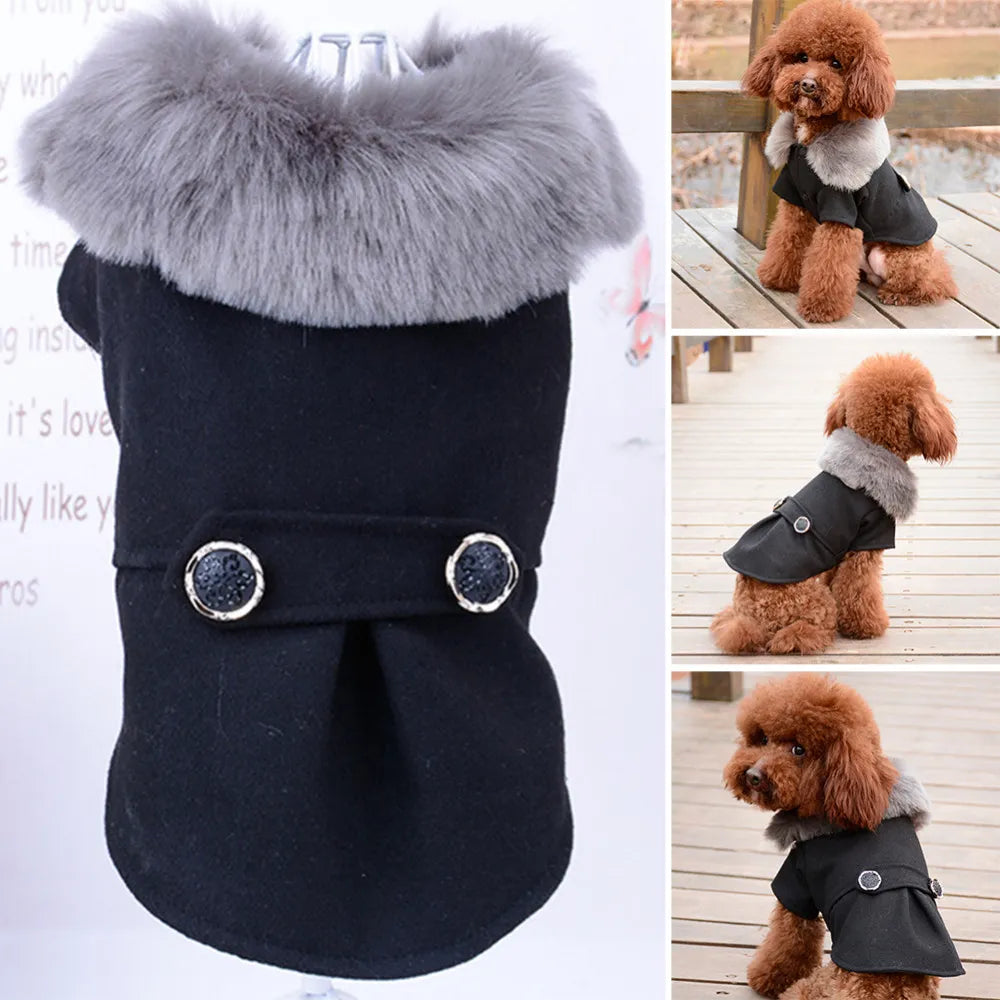 Kuschelige Hundejacke mit flauschigem Fell - Perfekt für kalte Tage und stylische Spaziergänge!